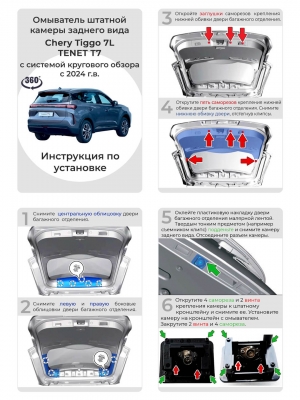 Омыватель камеры заднего вида для Tenet T7 2024 - / Chery Tiggo 7L (4752) [модель c системой кругового обзора]