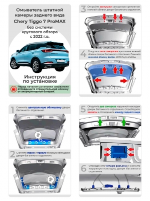 Омыватель камеры заднего вида для Tenet Т4L / Chery Tiggo 7 ProMAX 2022- (4763) [для авто без системы кругового обзора]